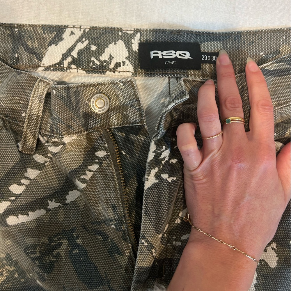 RSQ Brown and White Camouflage Pants